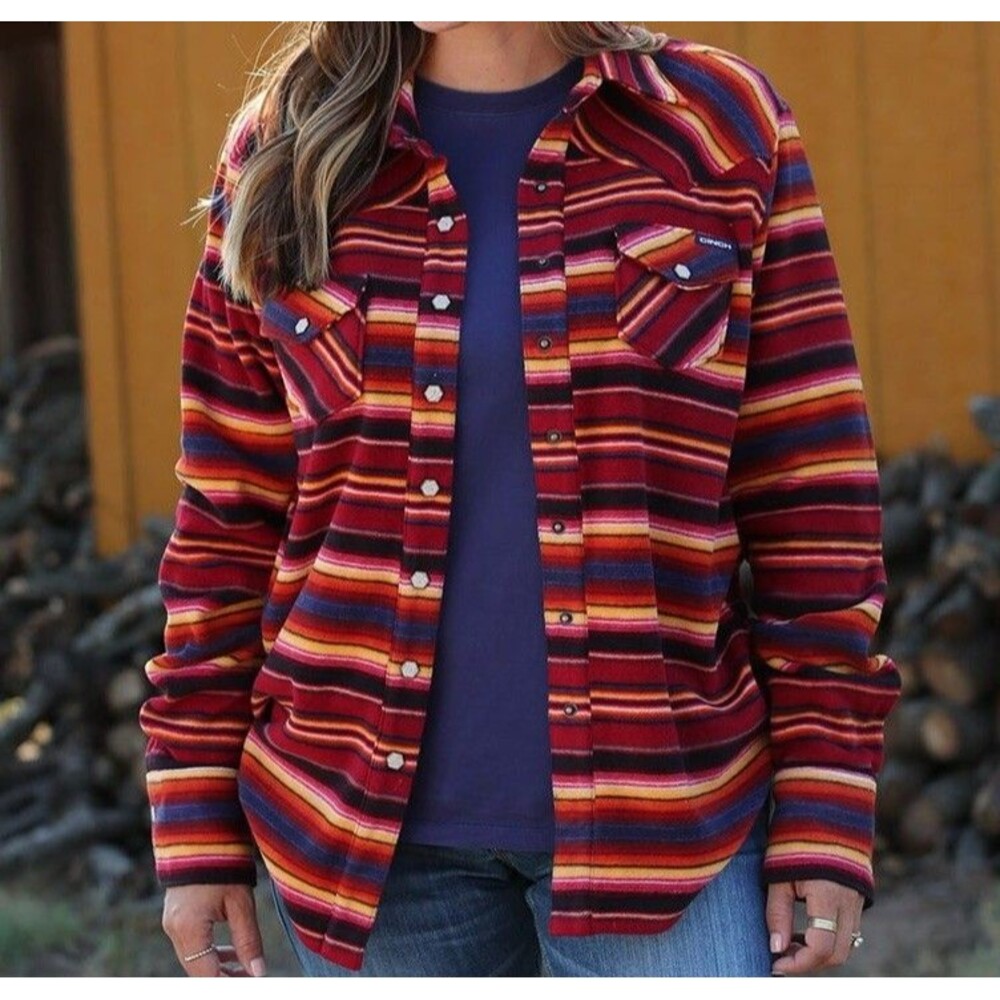 Cinch Shirt Jacket Shacket Women’s M Southwestern Serape Polar Fleece Western